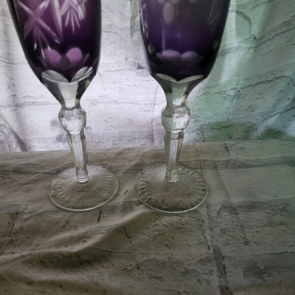Vintage Purple etched champagne, Glass - Picture 5 of 7